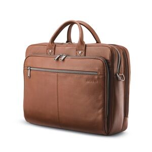 Samsonite Brown Leather Briefcase with Detachable Strap